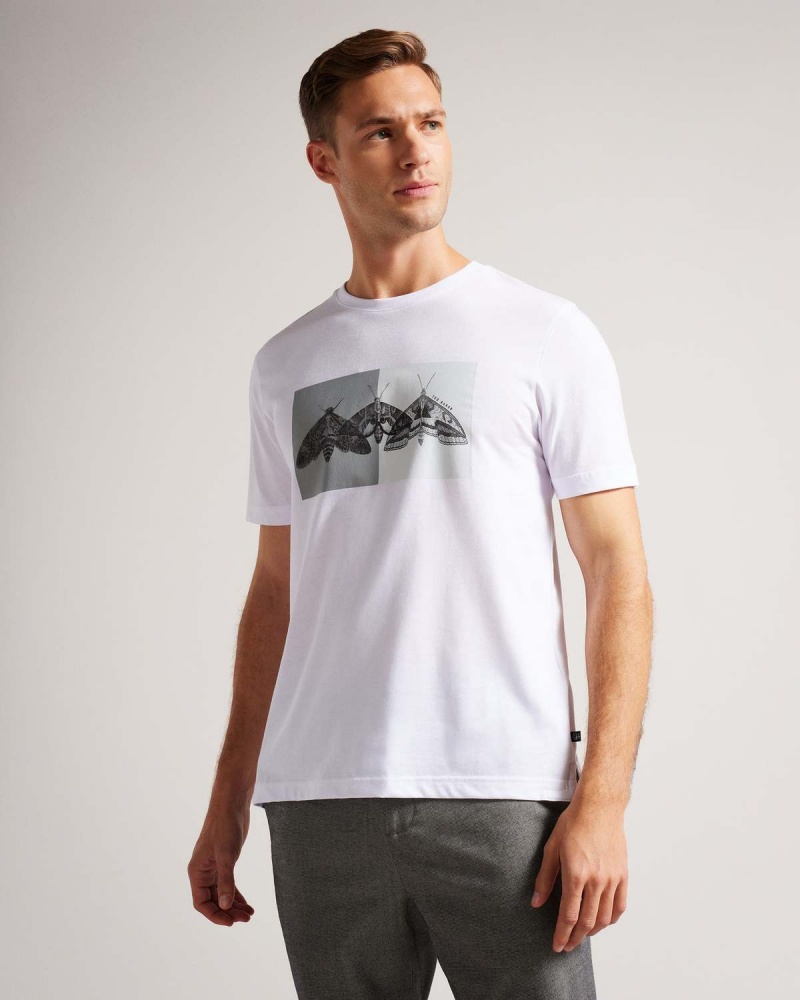 Ted Baker REWILD SS Regular Printed Tshirt Albi | 436AUTEPS