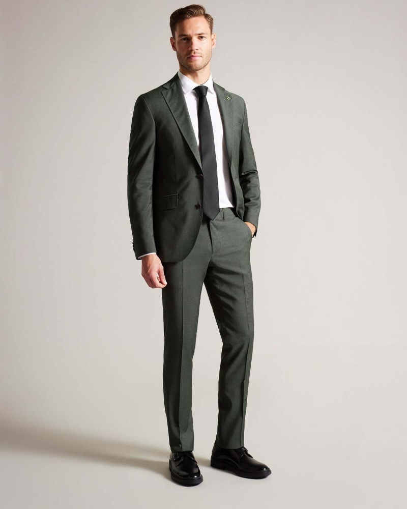 Ted Baker RICHANT Khaki Sharkskin Suit Trousers Kaki | 249JWCNIK