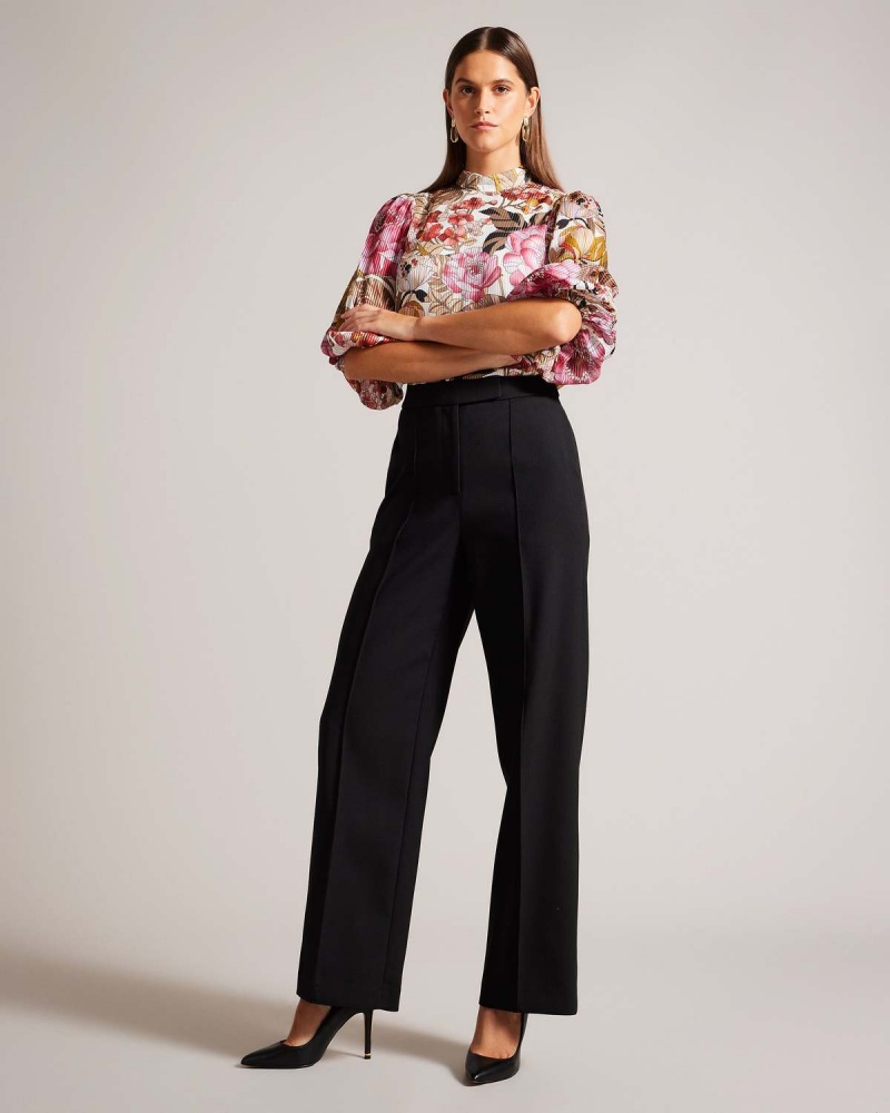 Ted Baker RIYANN Largi Leg Plati Front Trouser Negrii | 782ERKFBZ