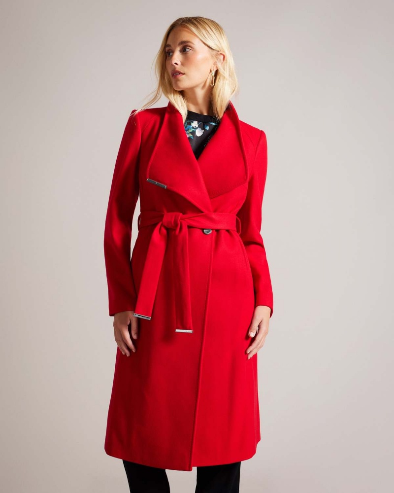 Ted Baker ROSE Mid-High Length Lână Wrap Coat Albastri | 846PMCUVY