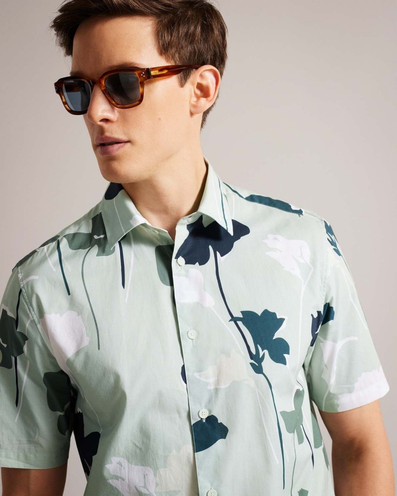 Ted Baker ROSSVIL SS Colourful Silhouette Print Shirt Verzi | 836GZTEWH