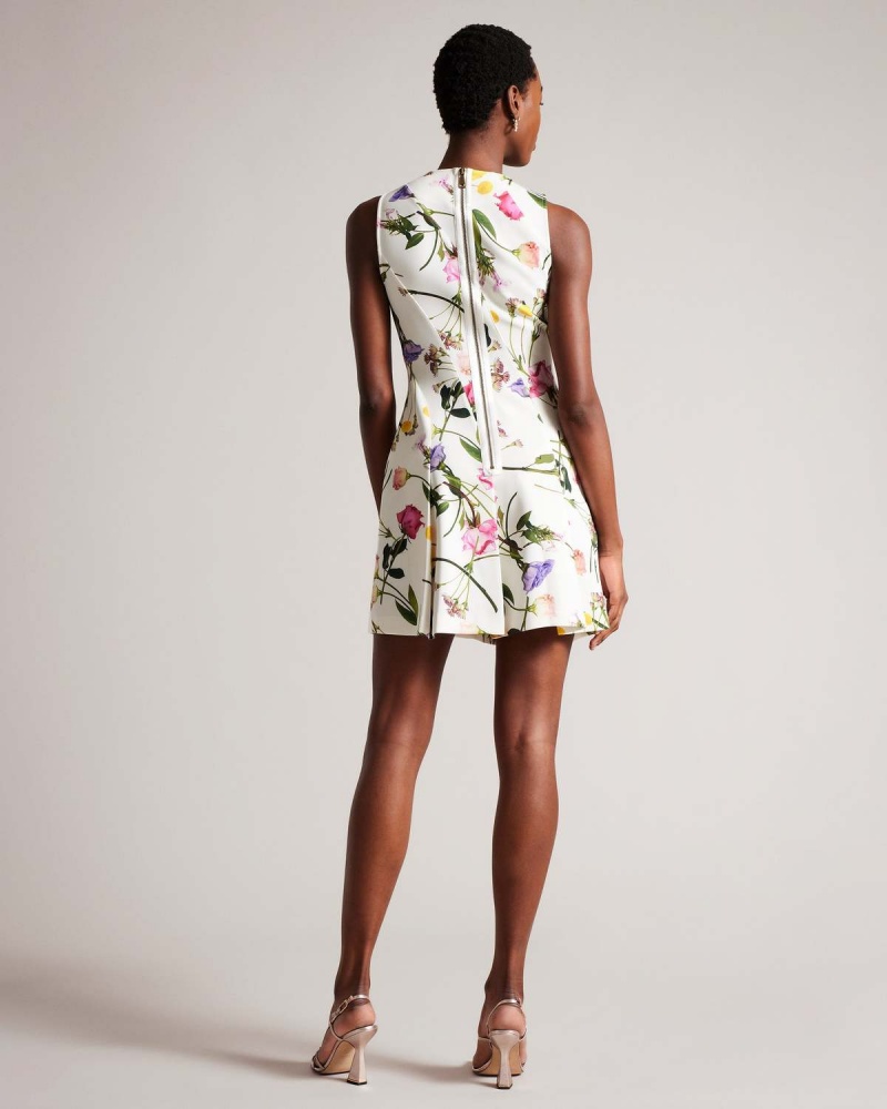 Ted Baker RUXANE Printed Neoprene Skater Rochie Albi | 809HINDBW