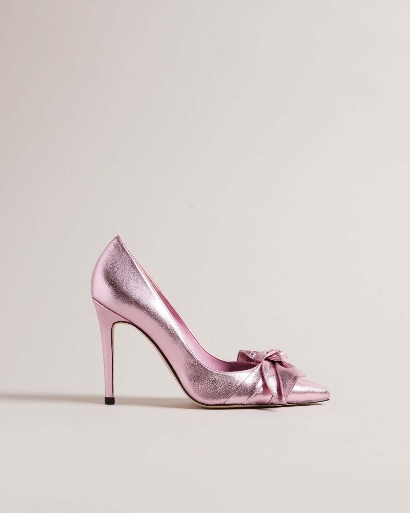 Ted Baker RYAL 100mm Metallic Bow Court Shoe Argintii | 924NZMYFL