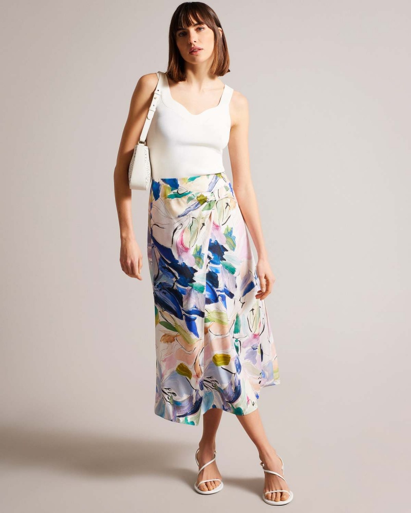 Ted Baker SALLEEY Asymmetric Twist Slip Skirt Albi | 062KWLAQE