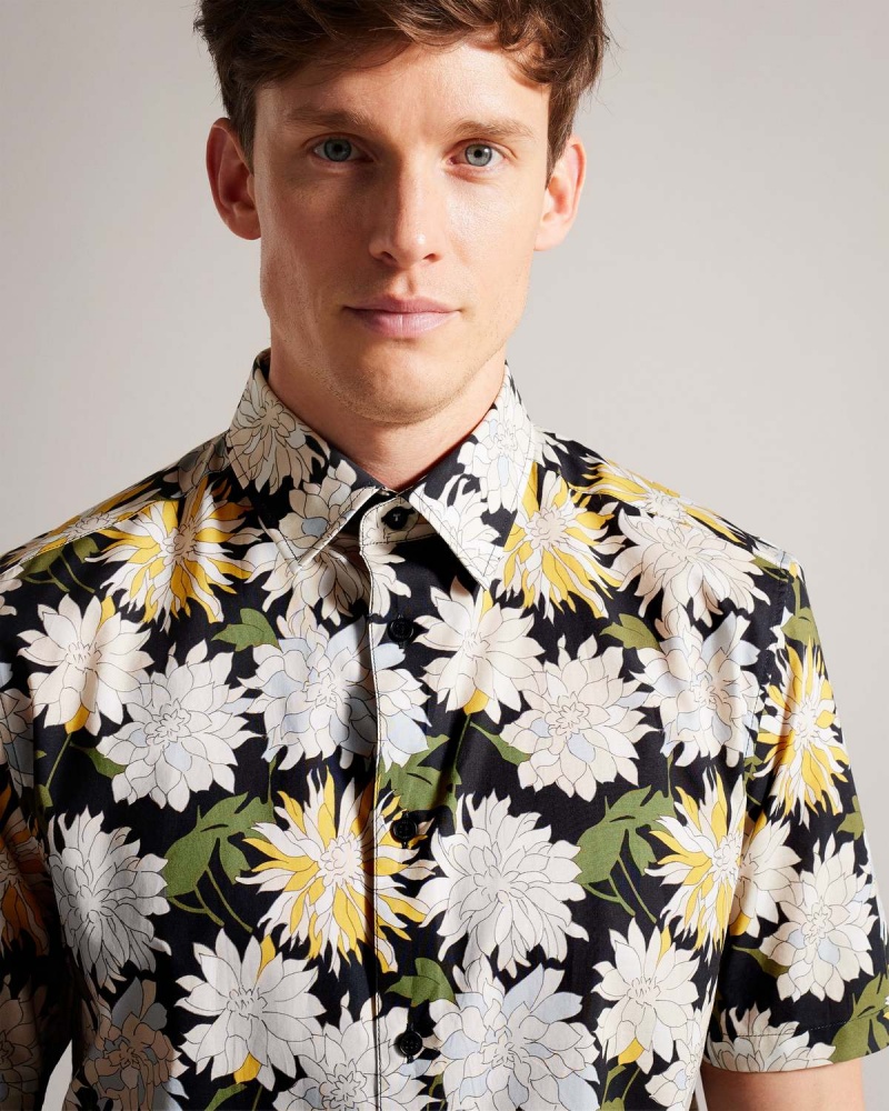 Ted Baker SALLINS SS Regular Magnolia Shirt Multicol | 214EIXUJD