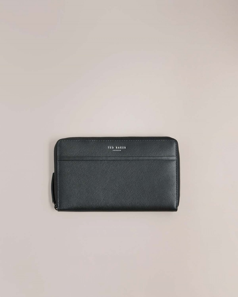 Ted Baker SAMUELS Saffiano Piele Wallet Negrii | 106EHZRUQ