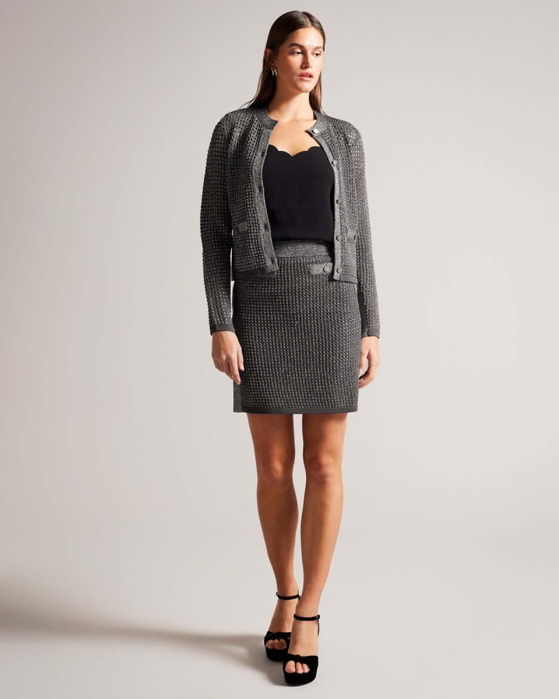 Ted Baker SANNIAA Tricotate Mini Skirt Gunmetal | 035JBYWUG