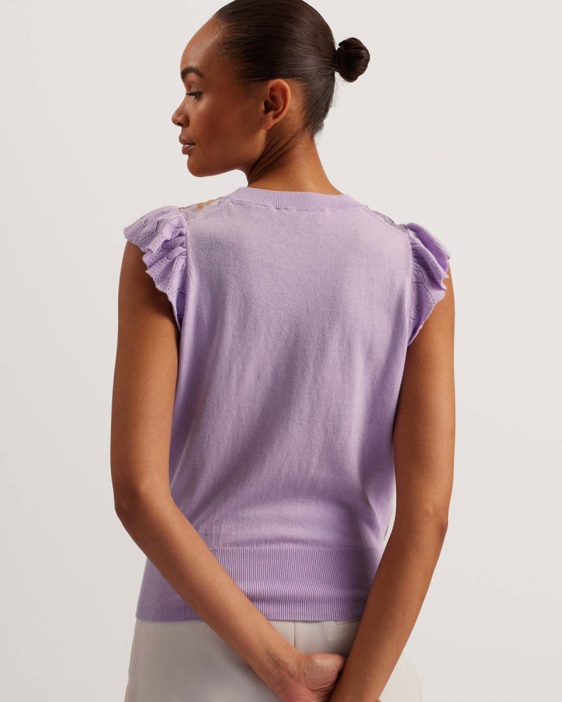 Ted Baker SHRAYHA Scallop Trim Woven Front Lilac | 619XKLWCJ