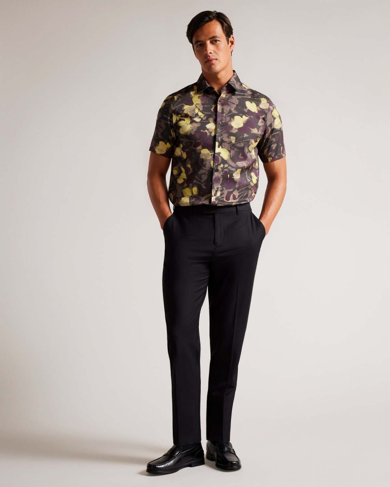 Ted Baker SLESHO SS Watercolour Print Shirt Multicol | 659XEWUAP