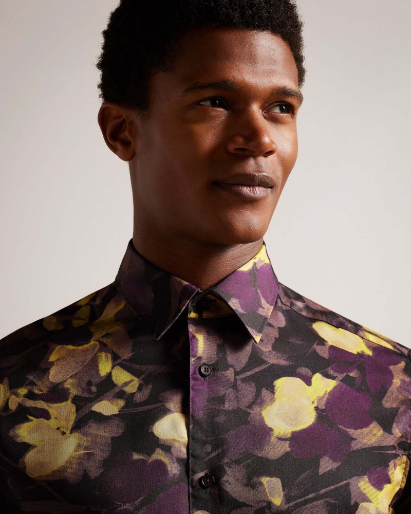 Ted Baker SLEVEN LS Watercolour Print Shirt Multicol | 475QVZHYK