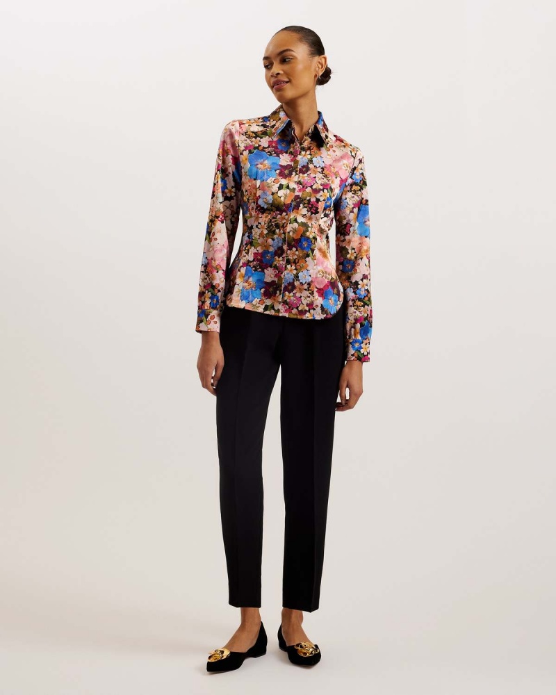 Ted Baker SLIZZA Fitted Shirt With Exposed Seams Negrii | 158CNGIBD