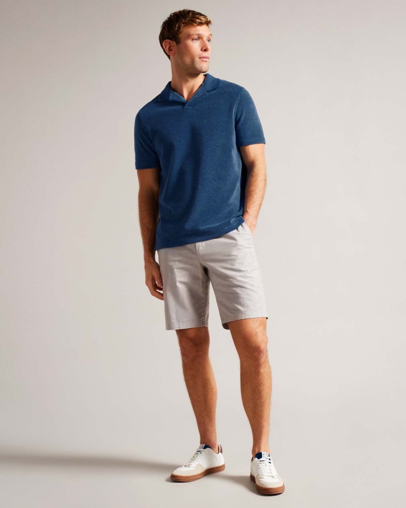 Ted Baker SNDBANK SS Regular Fit Towelling Polo Bleumarin | 045JFBRKZ