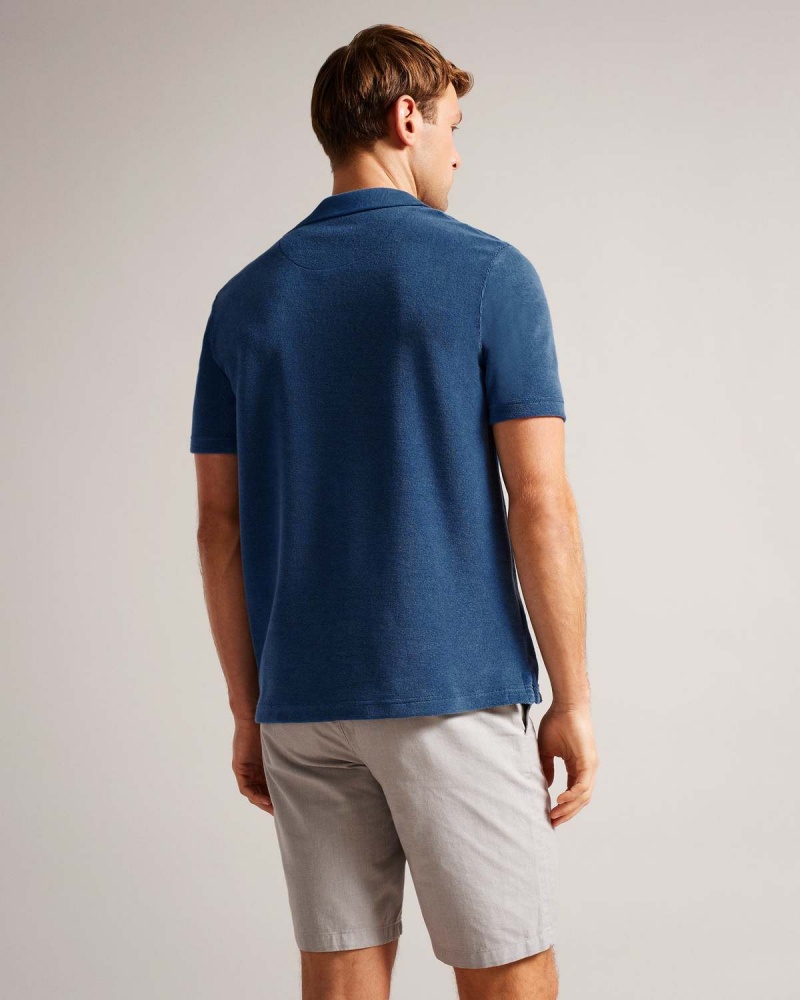 Ted Baker SNDBANK SS Regular Fit Towelling Polo Bleumarin | 045JFBRKZ