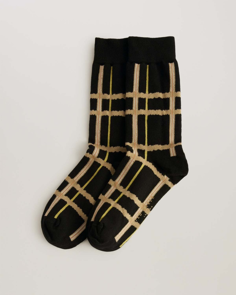 Ted Baker SOKKATE Check Sock Negrii | 527OPEJNU