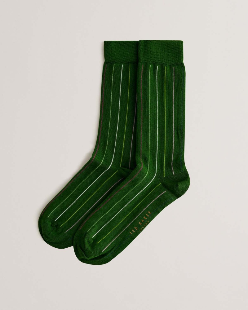 Ted Baker SOKKTHR Vertical Stripe Sock Dk-green | 921LZKEQW