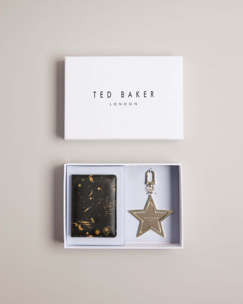 Ted Baker STARRRY Star Keyring and Card Holder Gift Set Negrii | 578UNLQYP