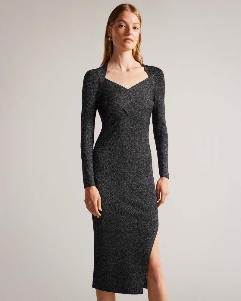 Ted Baker TABYTHA Slim Fit Cross Over Knit Rochie Negrii | 541ATNQLW