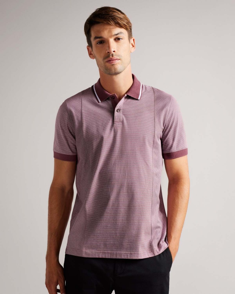 Ted Baker TAIGAA SS Regular In Dungi Panelled Polo Visinii | 697CPBSAU