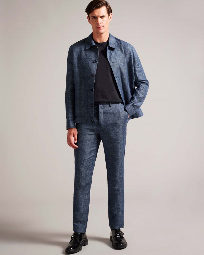 Ted Baker TAYLOJ Linen Lână Jacket Bleumarin | 983XAPRJC