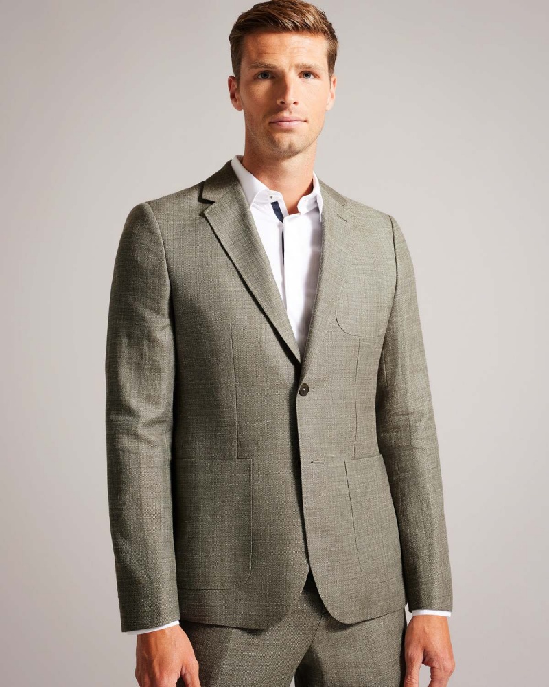 Ted Baker TAYLORJ Slim Linen Lână Jacket Albastru Deschis | 630UKFNIL