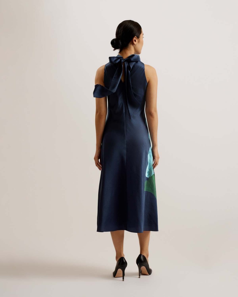 Ted Baker TIMAVA Cowl Neck Midi Slip Rochie Bleumarin | 326AUIVQK