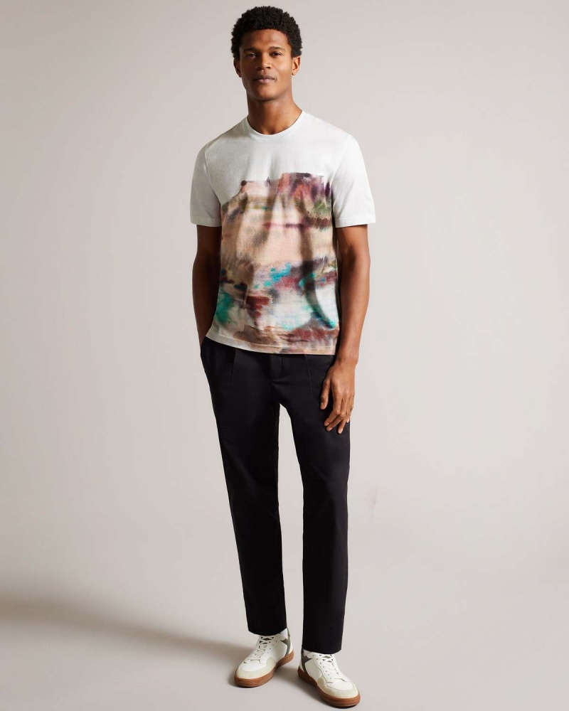 Ted Baker TINOT SS Regular Fit Printed Tshirt Albi | 208JCRMQG