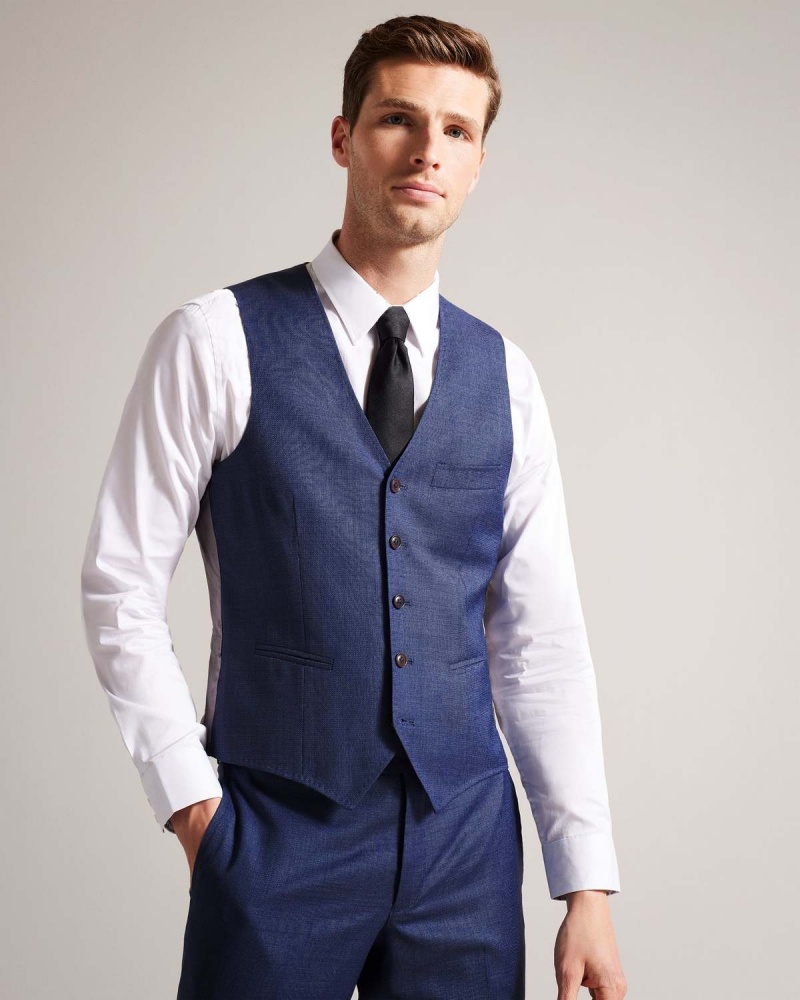 Ted Baker UPSALAW Navy Mix Waistcoat Bleumarin | 834RONTKS