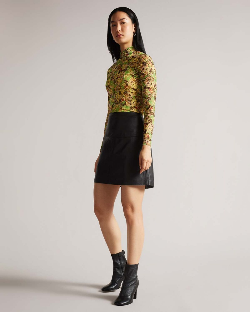 Ted Baker VALIAT A Line Piele Intoarsa Mini Skirt Negrii | 134AWBXDE