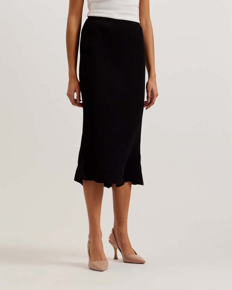 Ted Baker VELENAA Rib Engineered Knit Skirt Negrii | 758IYAMFU