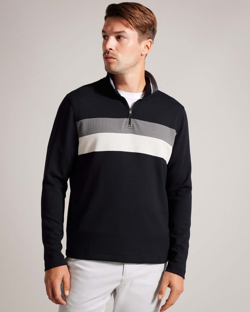 Ted Baker VELLER LS Slim Fit Half Zip Negrii | 472MBPEQF