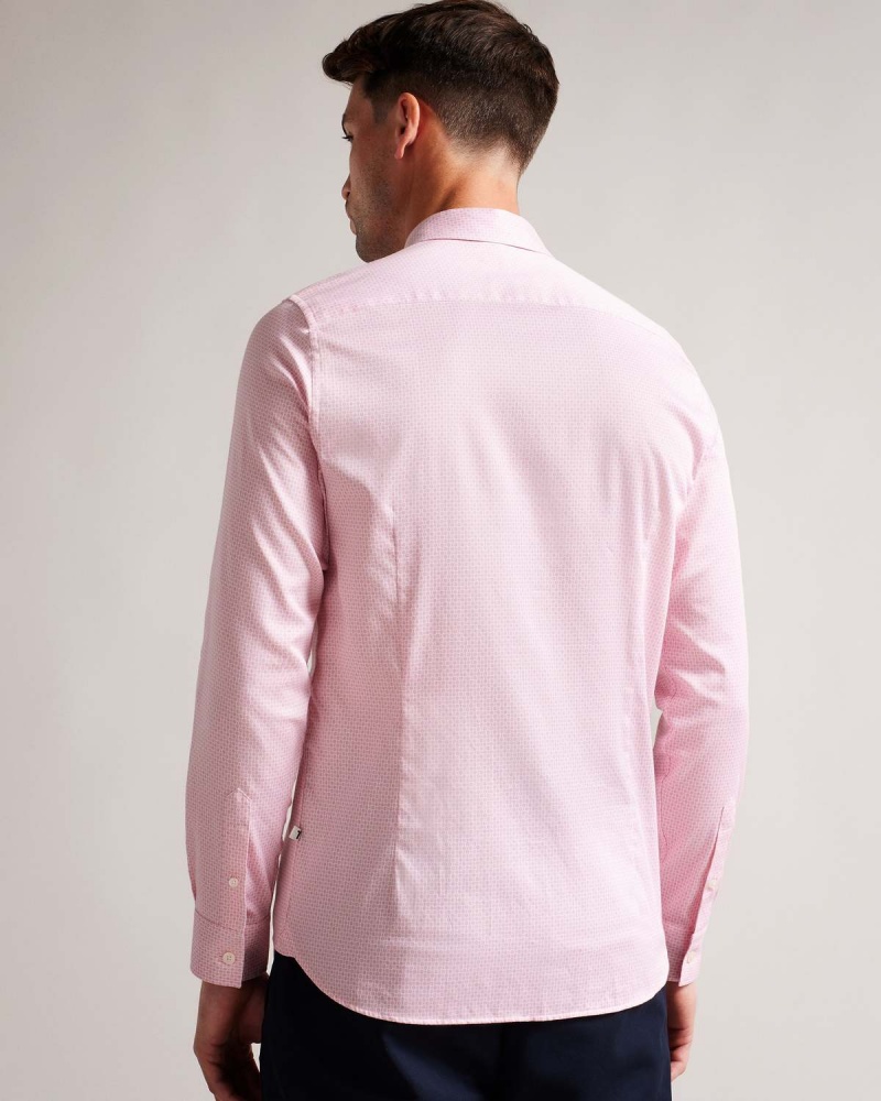 Ted Baker WILLET Long Sleeve Mini Geo Shirt Pl-pink | 486VCTOQS