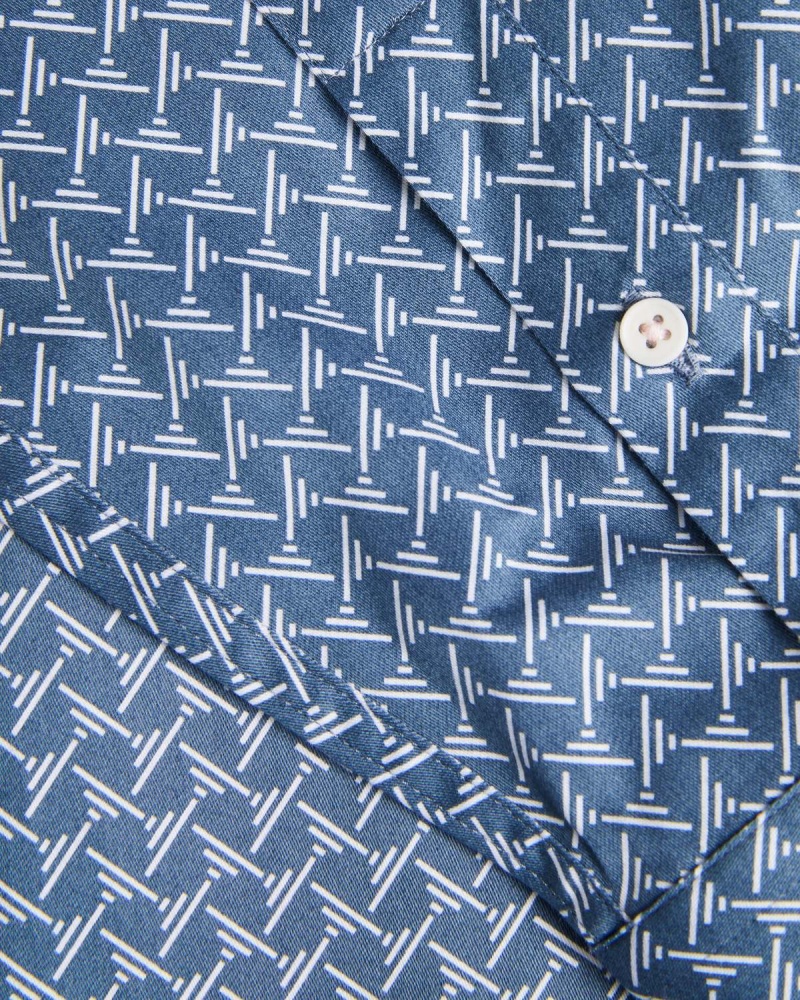 Ted Baker WILLUW LS Line Geo Print Shirt Albastri | 093ISTQYX