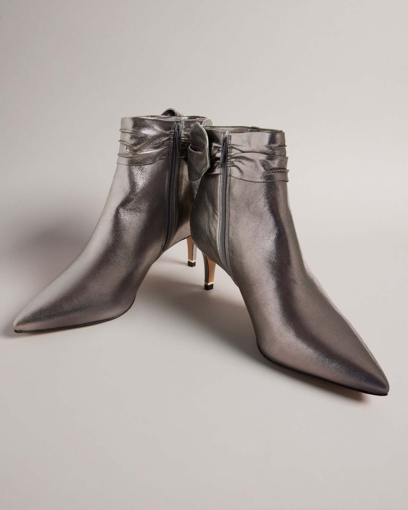 Ted Baker YONA Piele Intoarsa Bow Detail Ankle Boots Negrii | 369QULIKY