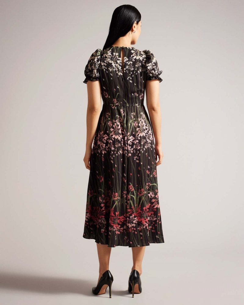 Ted Baker ZAHRRIA High Low Hem Rochie with Puff Sleeve Negrii | 873JSGIPV