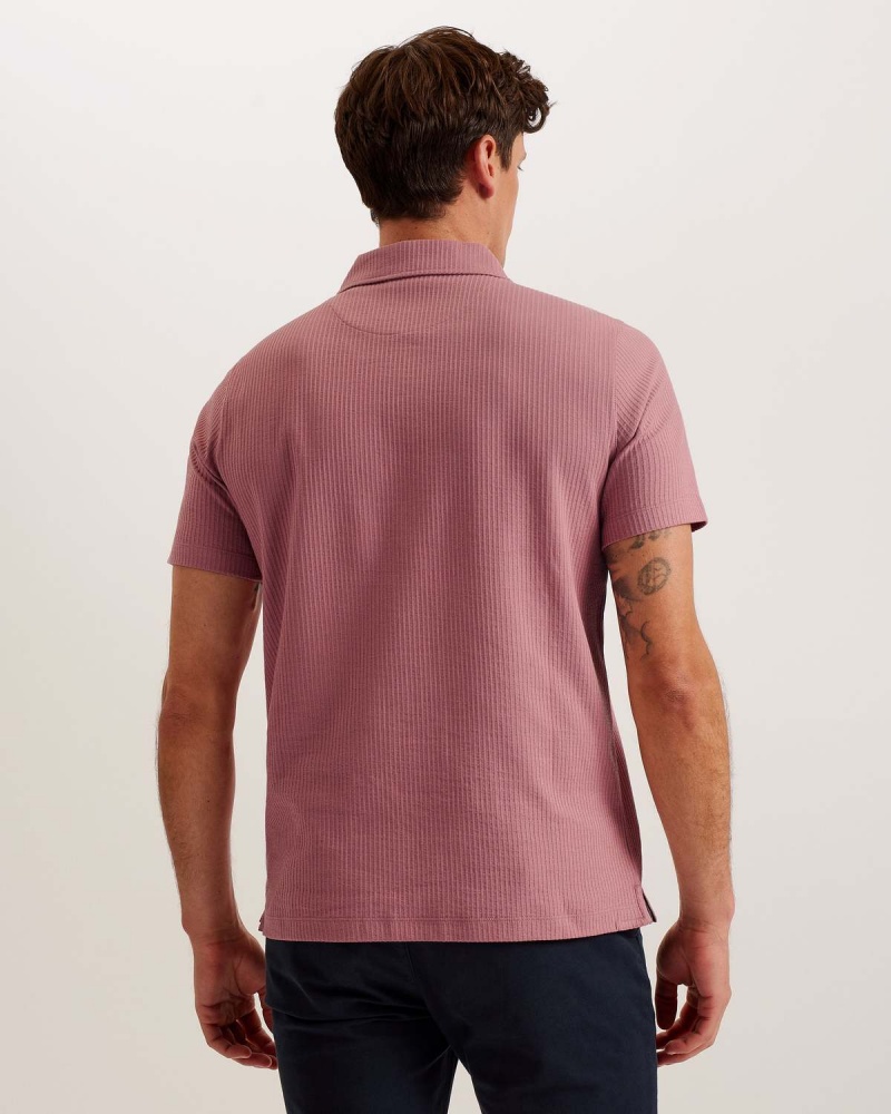 Ted Baker ZARKES SS Regular Zip Polo Mid-pink | 495UKSOZF