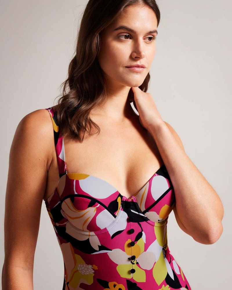 Ted Baker ZAYLY Cupped Swimming Costume with Button Detail Nude | 684FXDSAI